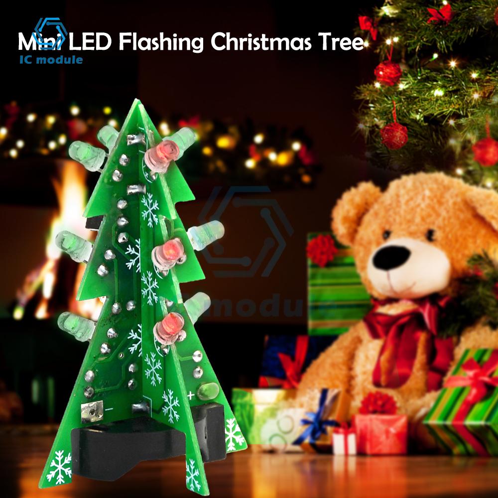 DIY Flashing LED Christmas Tree Kit Soldering Practice Electronic Science Assemble Kit with PCB & LED Lights