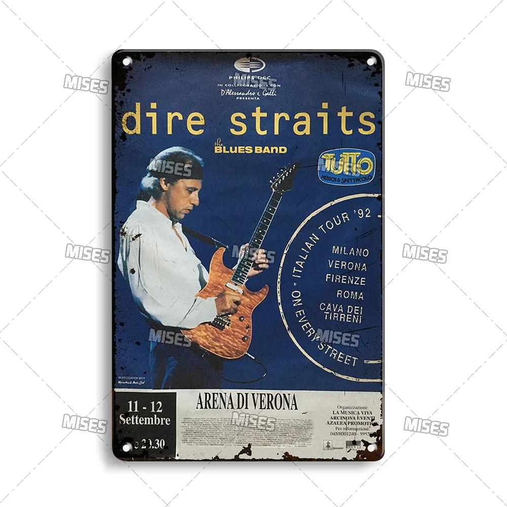 MISES Rock Band Metal Poster DIRE STRAITS Band Decorative Plate Metal Sign Rusty Metal Plaque Home Club Kitchen Metal Tin Sign
