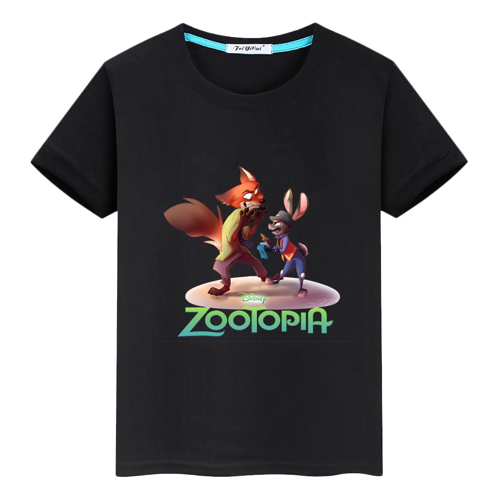 T-Shirt für Kinder Junge 10 Jahre Zootopia 2 Druck 100% Baumwolle Anime Kurz Kawaii Oberteile Pride T-Shirt y2k One Piece Mädchenkleidung