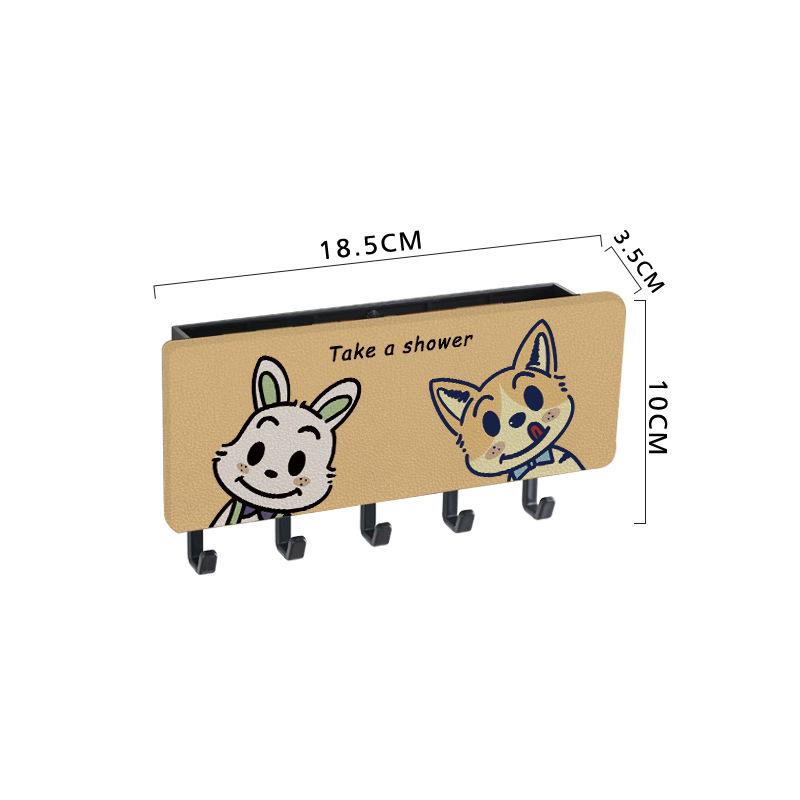 Cartoon Wall-Mounted No-Drill Clothes Hook & Key Rack with Storage Box