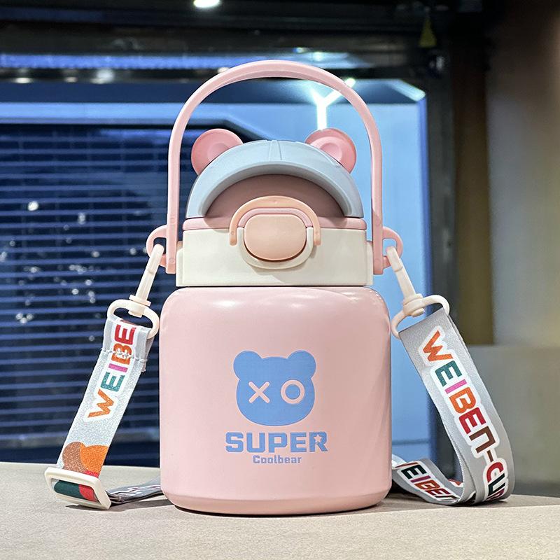 Mâner de mare capacitate care transportă ceașcă cu apă izolată pentru copii din oțel inoxidabil 316