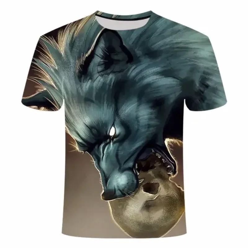 2025 Wolf T Shirt For Mens Animal Print Short Sleeve Top 3D Casual Street Man's T-shirt Oversized Tee Shirt Men Vintage Clothing