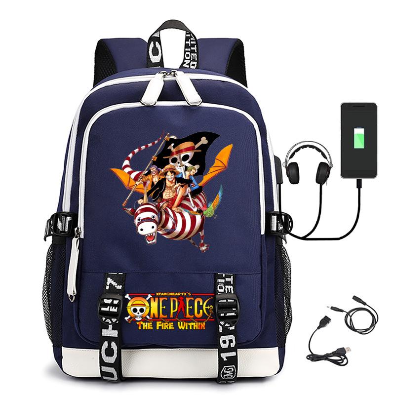 Hot-selling ONE PIECE Luffy backpack usb charging large capacity bag
