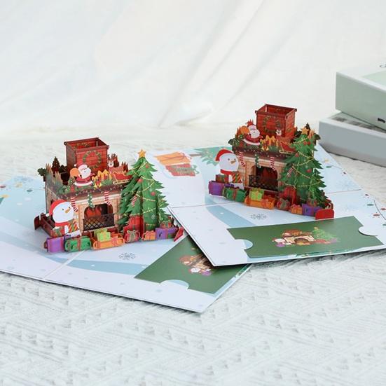 3D Christmas Fireplace Greeting Card Pop-Up Holiday Card for Festive Wishes Cozy Holiday Home Decoration