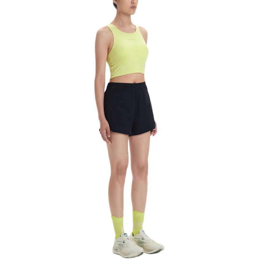 Saucony Solid Color Moisture Wicking Breathable Casual Sports Shorts Women shorts Black SC1239084-1