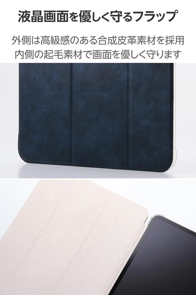 Elecom IPad Pro Case Cover with Two Adjustable Angle Clear Sleep Navy Blue 13-inch (M4) Settings, Flap, Mode, (TB-A25PLWVNV)