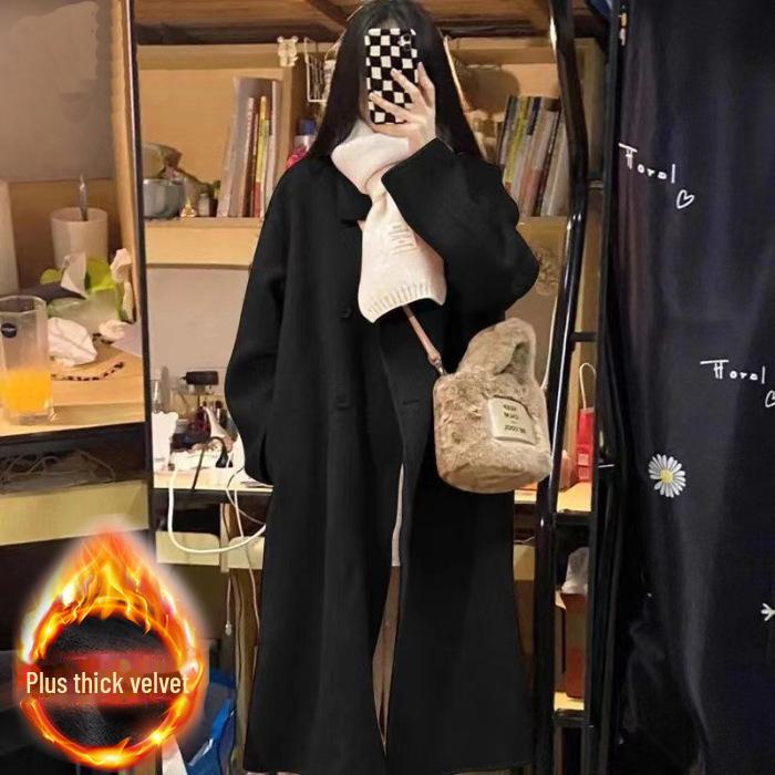 Hepburn Style Woolen Coat - 2023 Autumn/Winter, Korean Loose Fit, Small & Medium-Long Women's Size