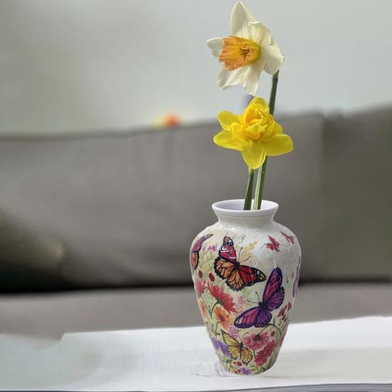 3D Puzzle Vase DIY Puzzle Vase Flower Holder 160 Curved Puzzle Pieces Decorative Floral