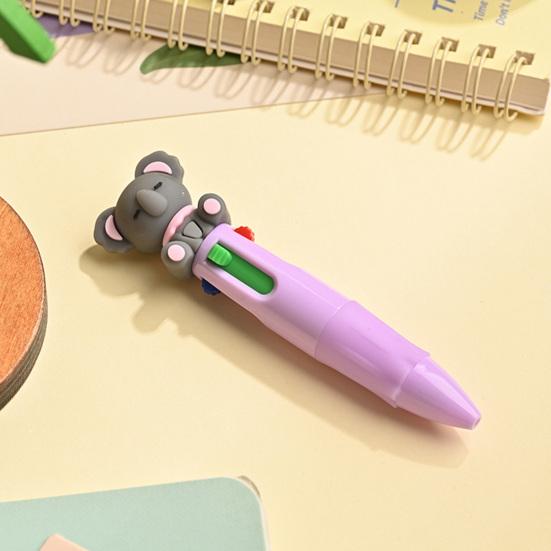 2 ks kuličkového pera Mini 4v1 Vícebarevné pero s roztomilými 3D panenkami Dekorace Hladké psaní Bezstresové Přenosné pero pro psaní deníku Poznámky