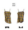 2024 Summer Orange Retro Color Block Plaid Irregular Camisole Sleeveless Top