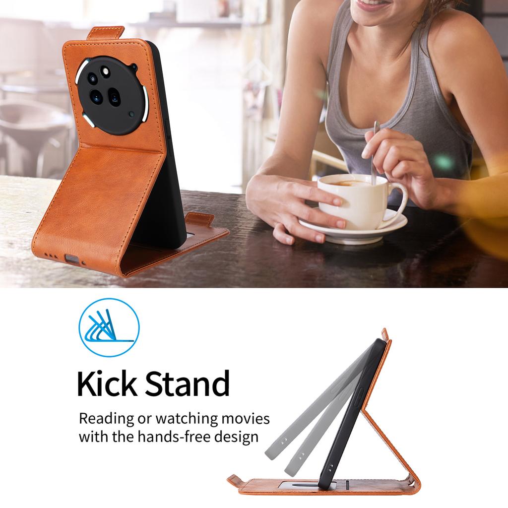 For Nothing Phone (3a) Pro Stand Case Magnetic Clasp Vertical Flip Leather Phone Cover with Card Holder