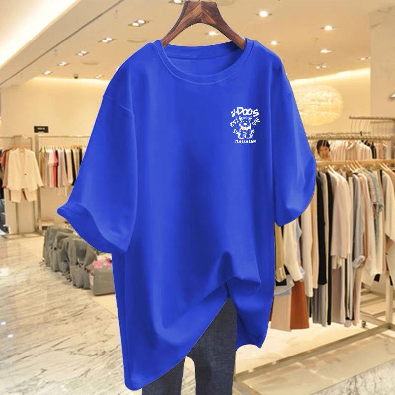 Damski casualowy T-shirt z czystej bawełny oversize biały - Rozmiar plus krótki rękaw letni top