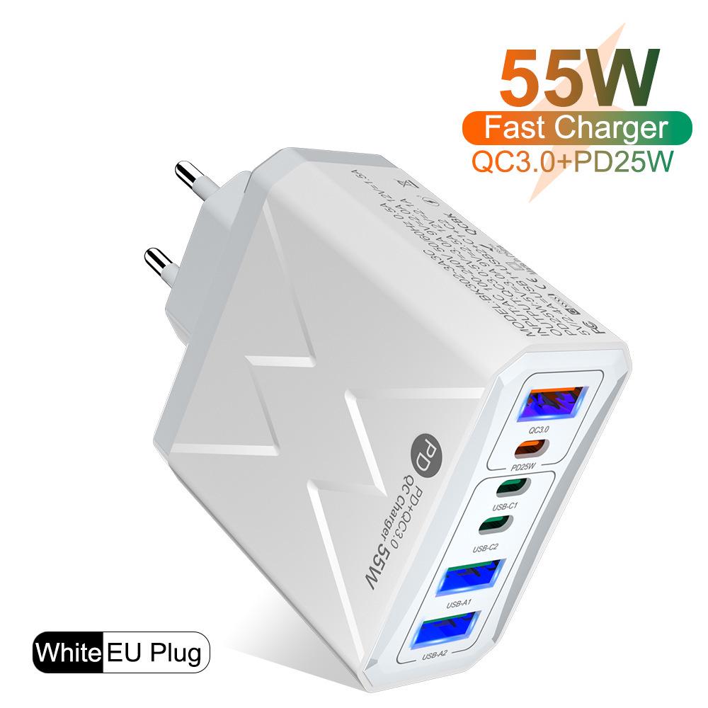 65W PD Fast Charger QC3.0, Compatible with Phones and Tablets, EU Standard.