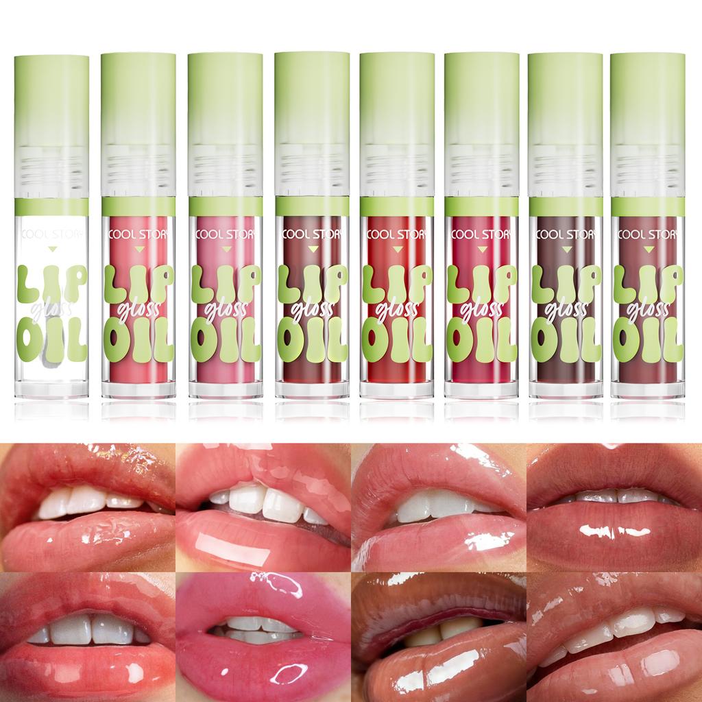 4-piece Set of Lip Glossy Lip Oil, Moisturizing and Brightening Lipstick, Autumn and Winter Tone Lipstick