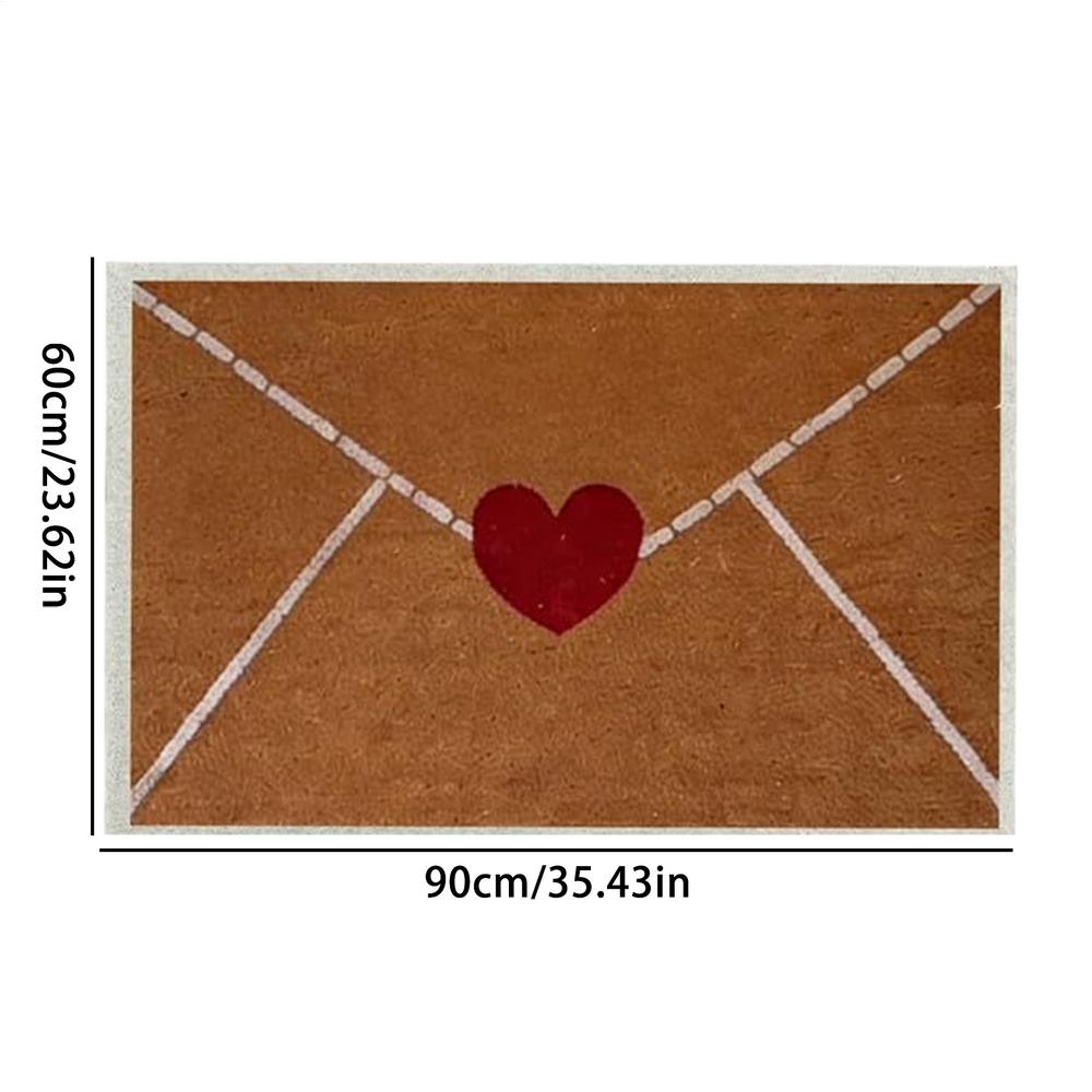 Red Love Heart Envelope Welcome Floor Mats Envelope Porch Doormat Valentine's Day Door Mat Household Entry Anti Slip Mat