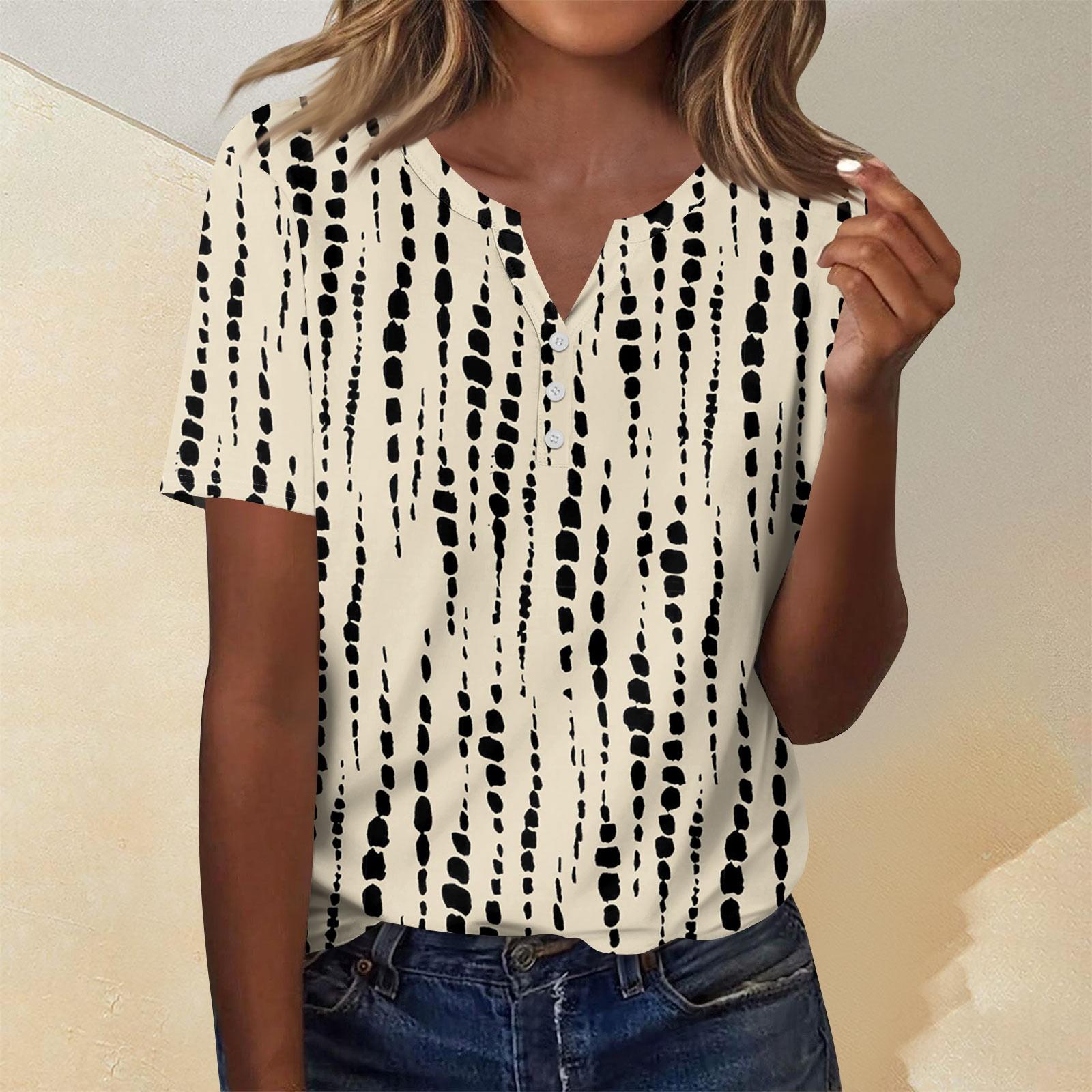 

Жіночий модний повсякденний топ з коротким рукавом і квітковим принтом S бежевий