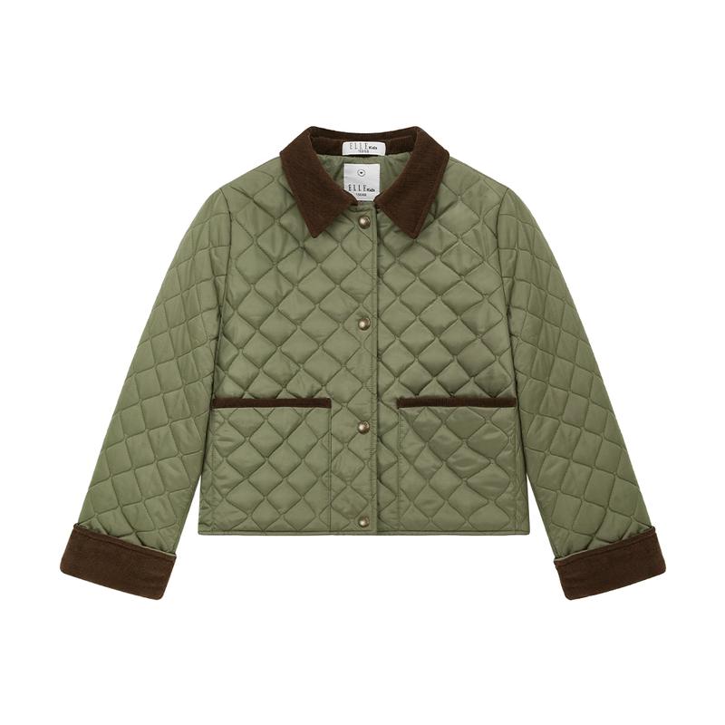 ELLE KIDS Girls' Retro Barn Style Quilted Winter Jacket