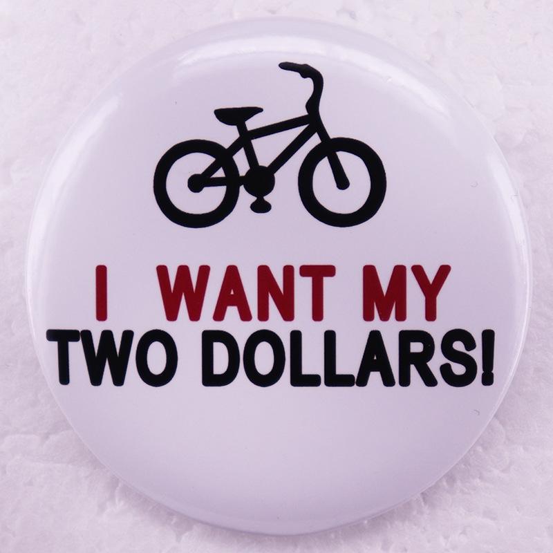Two-Dollar Bicycle Brooch Badge Pin