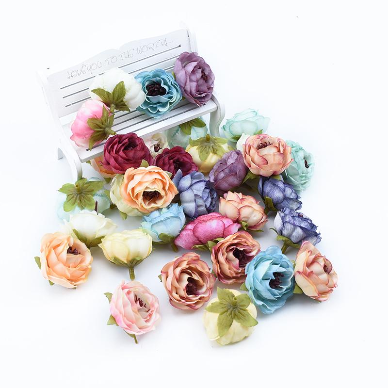 10 Stück Seidenrosen Köpfe Wand DIY Geschenke Süßigkeitenbox Hochzeit Heimdekoration Zubehör Scrapbooking Kunststoff Künstliche Blumen