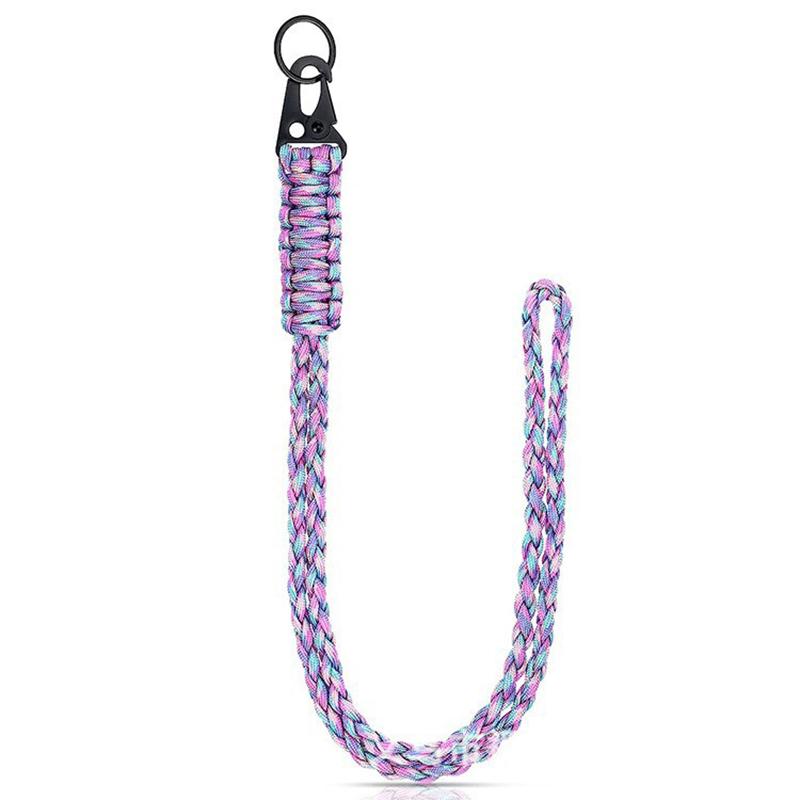 Strapazierfähiges Paracord-Schlüsselband, 7-adriges Umhängeband für den Außenbereich, Halskette, Schlüsselanhänger, geflochtenes Schlüsselband mit Metallclip, Schlüsselring