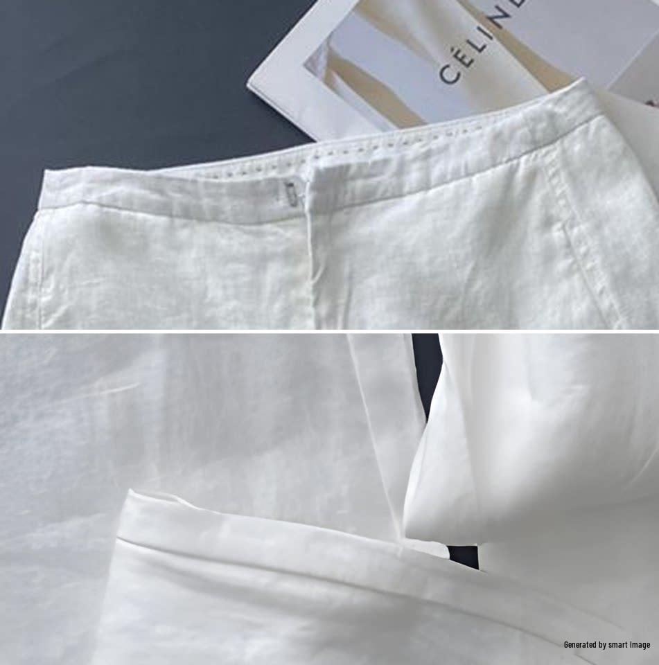 Elegant High-Waisted White Cotton-Linen Wide-Leg Pants for Women - Spring 2026 Collection