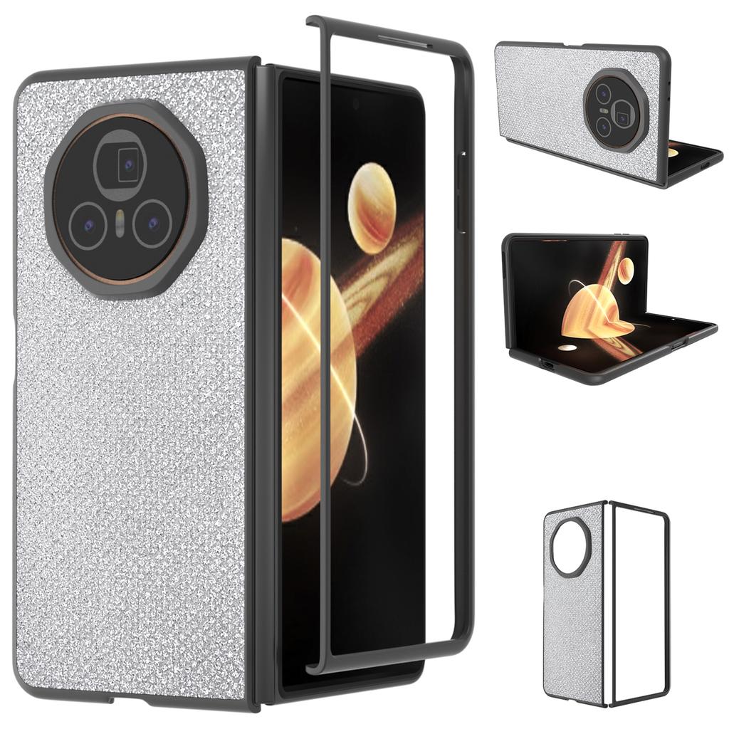 Für Honor Magic V3 5G Hülle Schwarzer Rand PU+PC Handyhülle Strass-Textur