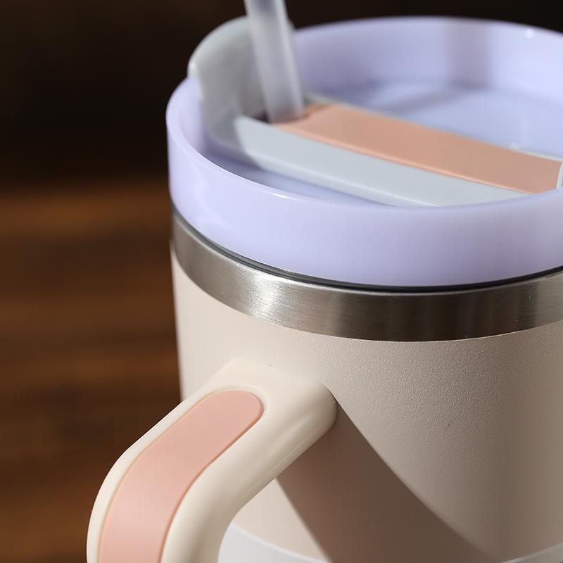 Wasserflasche, 40 oz, Becher, Edelstahlbecher, isolierte Wasserflasche mit Griff, Deckel, Strohhalm, Vakuum-Reisebecher mit großer Kapazität, Kaffeebecher fürs Outdoor-Auto