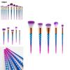 Mermaid Spiral Pattern 12 Piece Makeup Brush Set With Diamond Handles For Beauty Enthusiasts