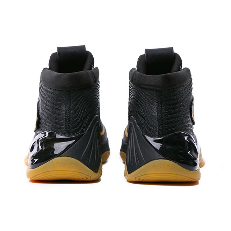 Anta KT6 Thompson Cushioning Anti-Slip And Wear-Resistant High-Top Basketball Shoes Black Gold Sneakers 112131101-2