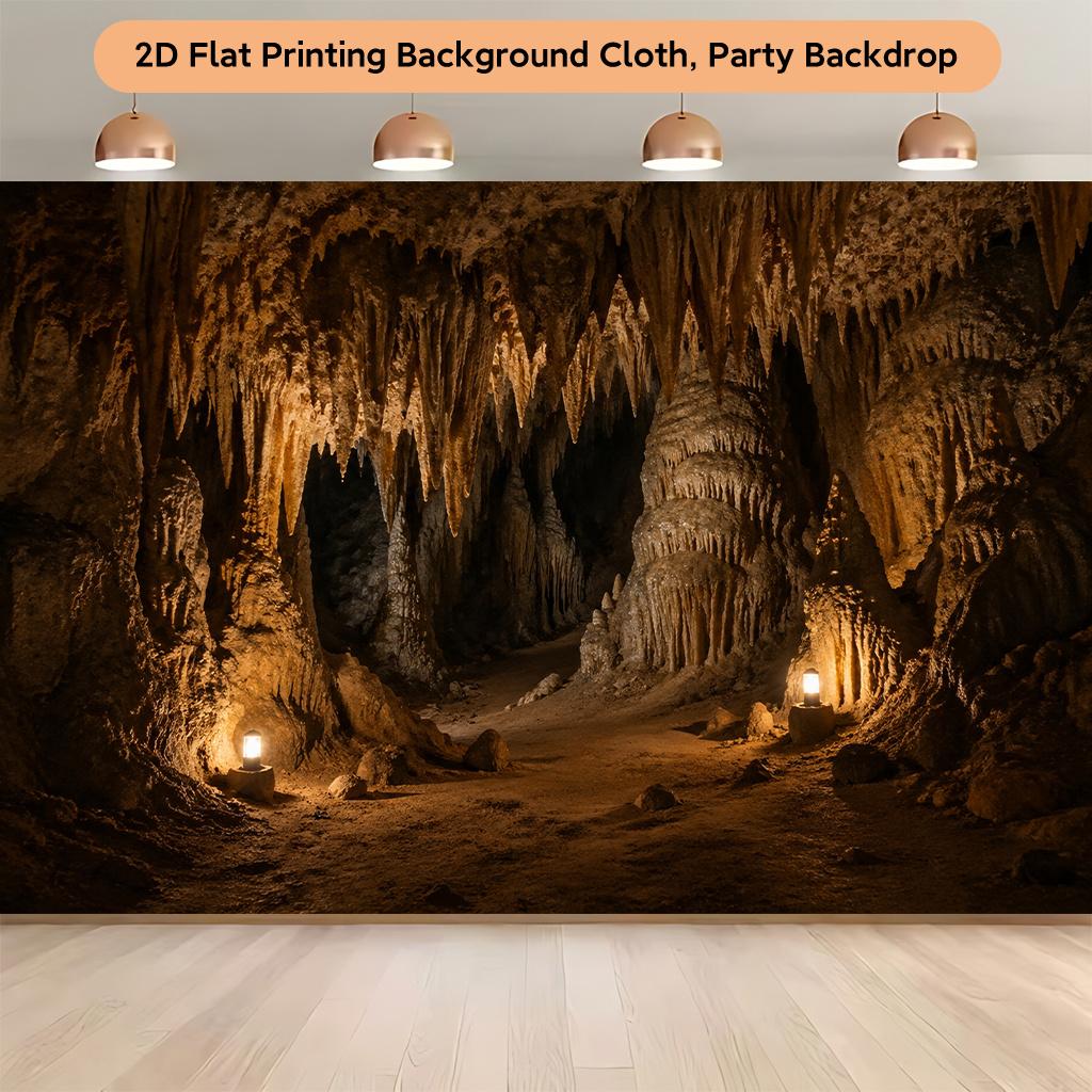 1 Piece of 2D Flat Background Cloth, Background Cloth for the Cave Interior with Stalactite landscape.PMJ