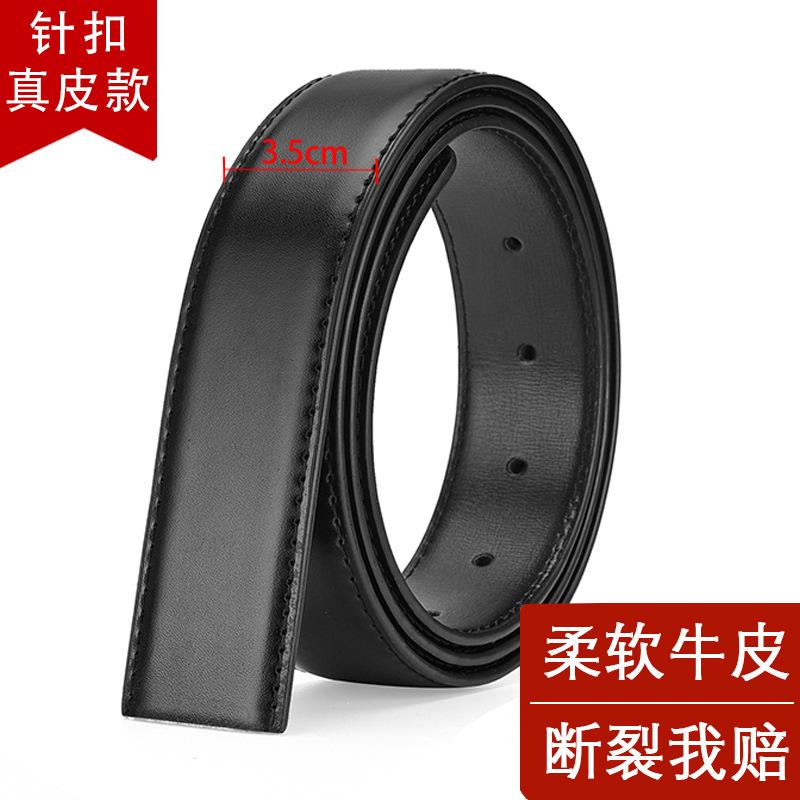 Belt Men'S Genuine Leather Does Not Take The Lead, Automatic Buckle Men'S Belt Cowhide Green Headless Belt Body Trendy Light Person Without Buckle