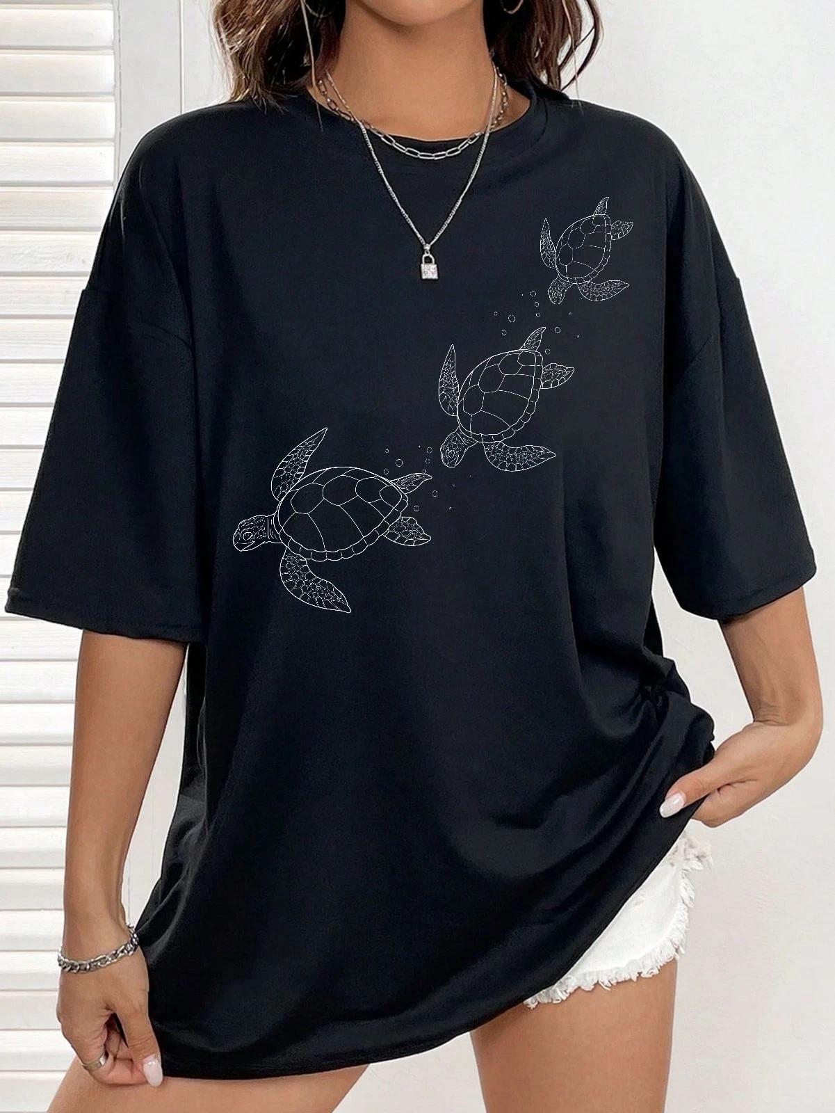 Turtle Vintage Style T-Shirt, Beach Swiming Lovers Shirt, Sea Animal Graphic Tee L