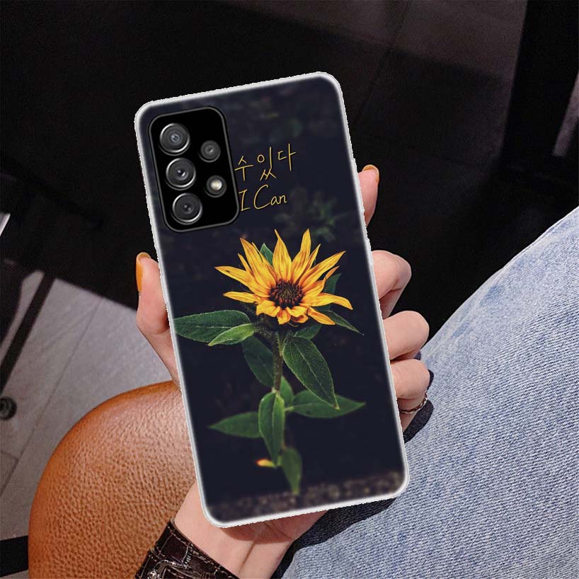 Beauty Yellow Sunflower Print Cover Phone Case For Samsung Galaxy A55 A54 A53 A52 A15 A14 A13 A12 A35 A34 A33 A32 A25 A24 A23 A2