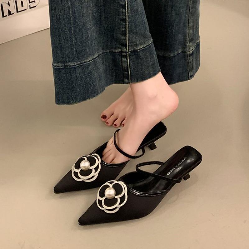 Fashion Hot Selling 2025 New Flower Pointed Toe High Heels Women Luxury Designer Sandals Female Summer Elegant Fashion Pumps Woman
