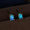 Wish European and American Ins Simple Style Oval Opal Stud Earrings Mini Cute Versatile Girl Heart Earrings