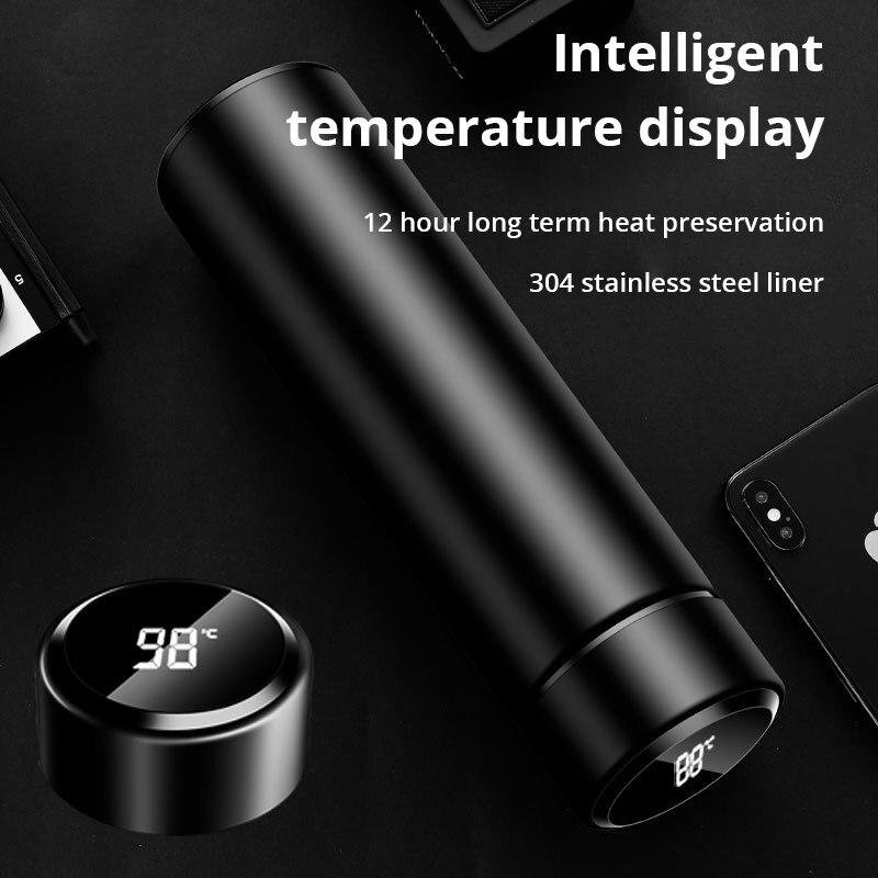 1 stück 500 ml Smart Isolierung Edelstahl Bunte Tasse Mini Thermos Tasse Wasserflasche Led Digitale Temperaturanzeige Thermos