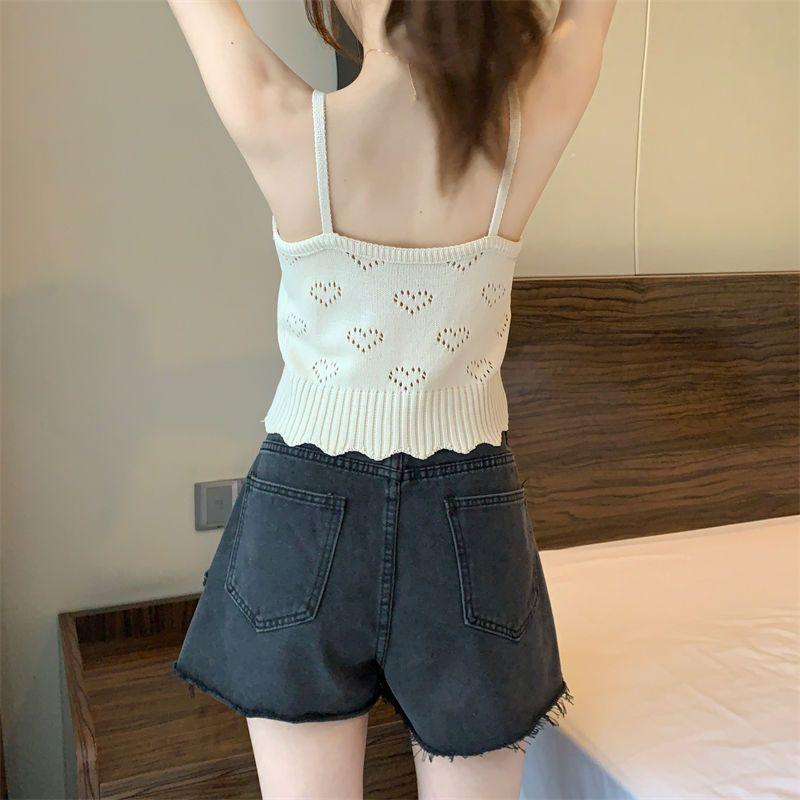 Knitted Camisole Vest for Women In Summer Sleeveless Sexy Short Style Inner Top Base Shirt