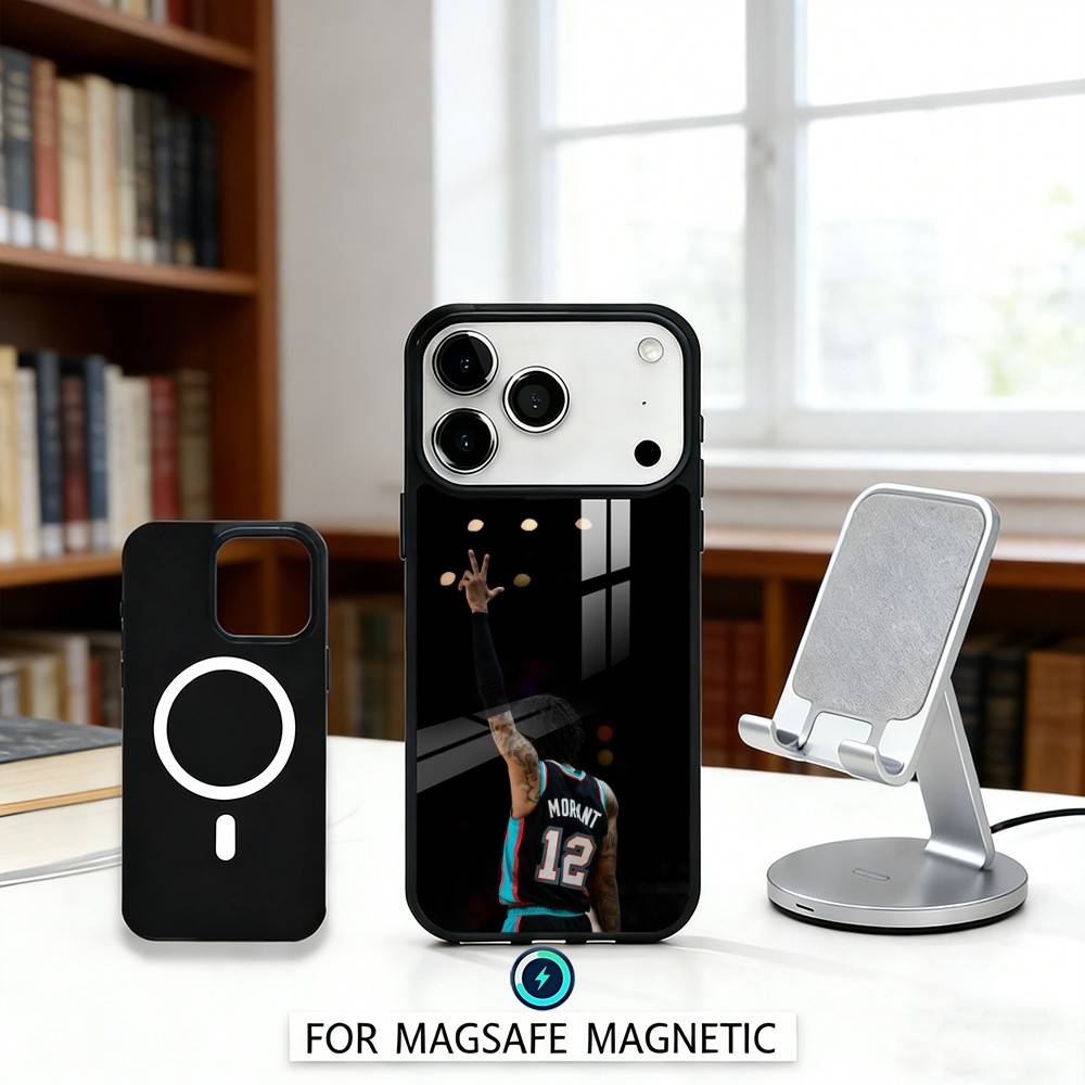 

1PC Cool B-Basketball J-Ja Morant 12 Phone Case For iPhone 17,16,15,14,13,12,Pro,Max For Magsafe Magnetic Wireless Charging iPhone12