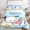3pcs Casual Pochacco Quilt Set - Soft and Comfortable Bedroom, Guest Room and Dorm Decor Bedding Set 1 Quilt Cover + 2 Pillowcases.W019