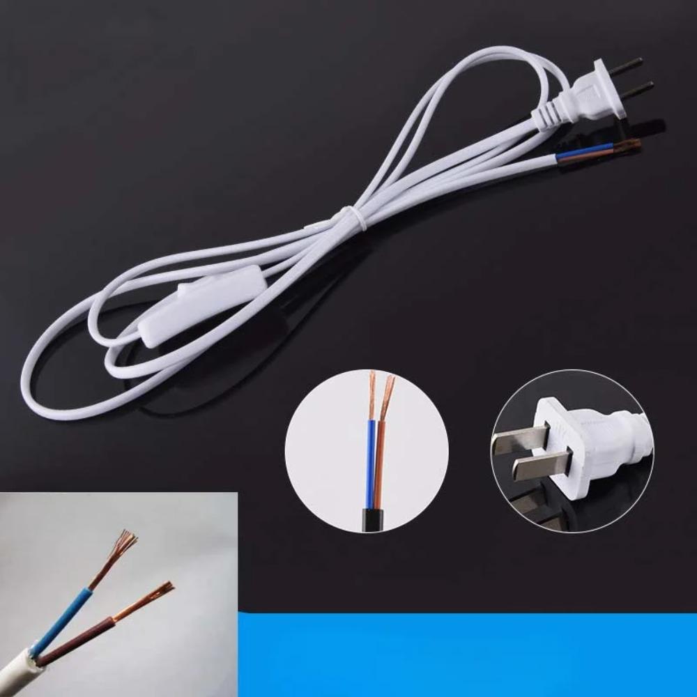 Black/White EU/US Pulg Electric Wire Lamp Switch Cable International Standard Power Cord with Switch Plug Copper Wire