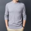 Pánský svetr Slim Fit s kulatým výstřihem - Jednobarevný ležérní pletený svetr s dlouhým rukávem