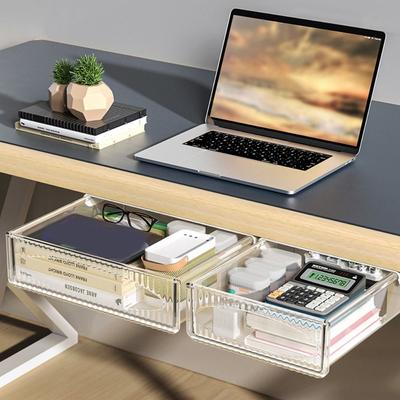 Portable Undertable Drawer Storage Rack Invisible Pull Out Storage Box Large Capacity Table Shelf Storage Box New  Drawer