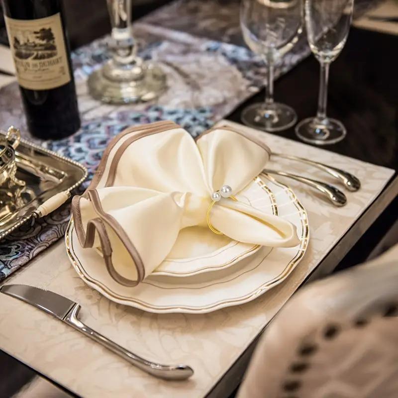 1-24PCS Large and Small Pearl Metal Napkin Rings Wedding Party Holiday Christmas Dinner Decor Gift for Banquet Table Setting