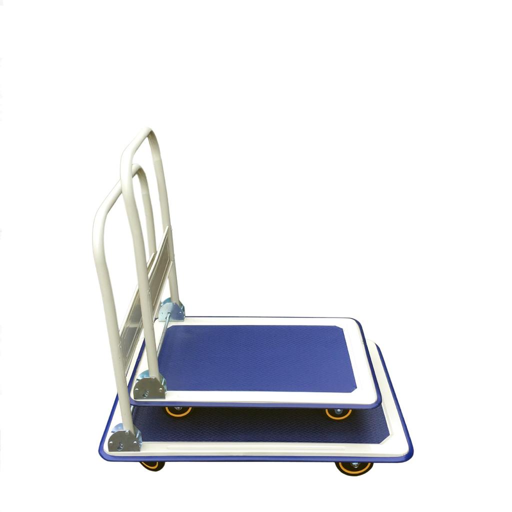 Jingmu Metal Flatbed Hand Truck with PU Wheels for Household and Warehouse Use