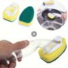 Manico Spazzola Pulizia Ricambio Spugna Lavapiatti Dispenser Sapone Cucina Prodotti Strumento Lavaggio Piatti Spugna Sostituibile Organizzatore Cucina