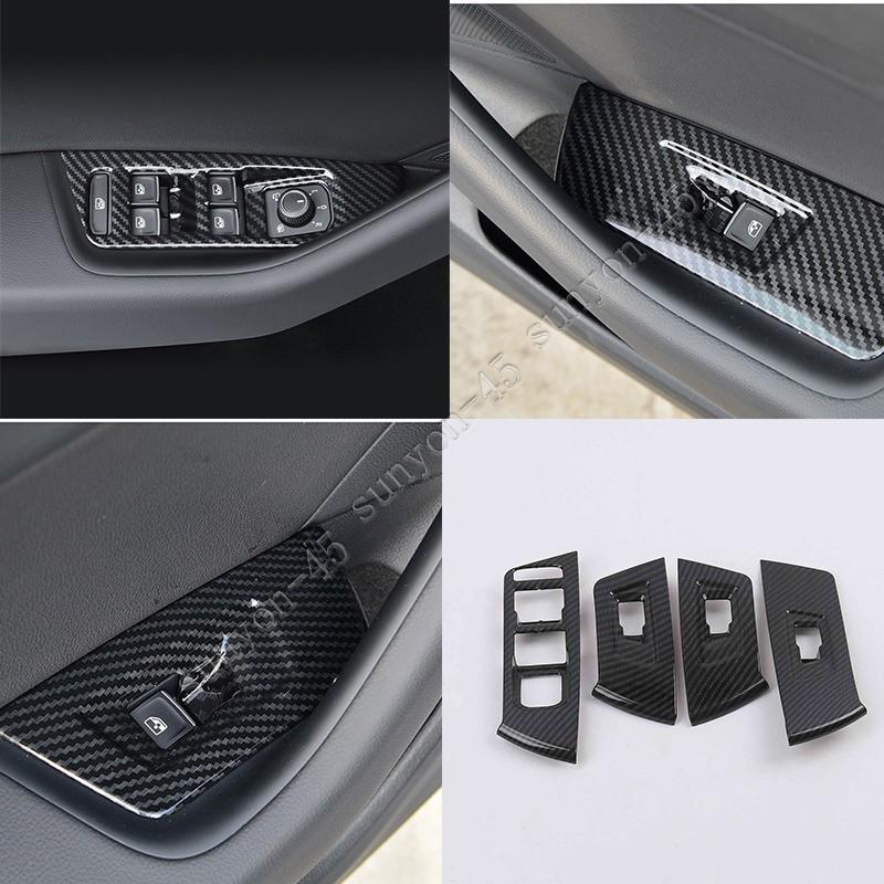 Fit For VW Arteon 2019-2020 ABS Carbon Fiber Window Switch Lock Cover Trim 4PCS