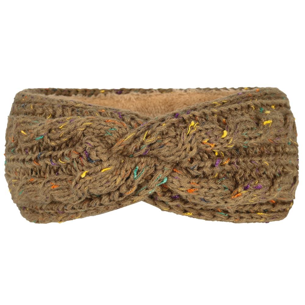 Knitted Yarn Headband Inner Layer Long Grain Velvet Front Twisted Windproof Keepwarm Headband