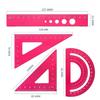 4Pcs/Set Aluminium Ruler Set Metal Geometry Maths Drawing Compass Stationery Rulers Mathematical for School