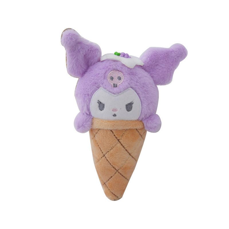 Cute Sanrio Ice Cream Plush Keychain My Melody Kuromi Panda Dog 13cm