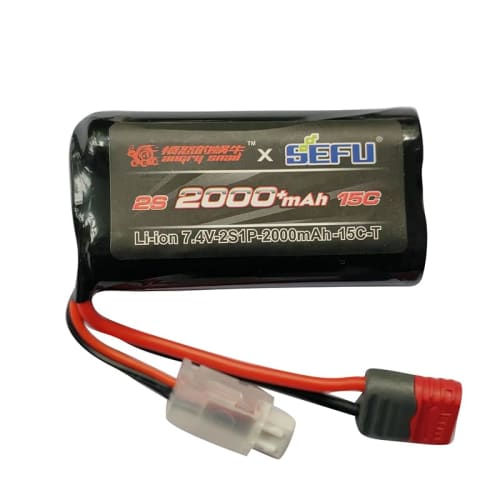 MJXRC 7.4V 2S 2000mAh 15C Lithium Battery for RC Cars, 1 Battery, Compatible with Genuine 14302/14303/14304/H12Y/H12P Toy Battery, T-Type Connector (7
